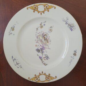 Antique Epiag Czech Porcelain Dinner Plate Gold & Floral Design 10.5"